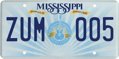 MS license plate ZUM005