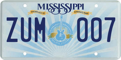 MS license plate ZUM007