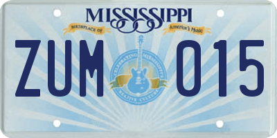 MS license plate ZUM015