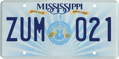 MS license plate ZUM021