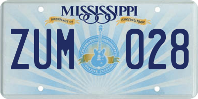 MS license plate ZUM028