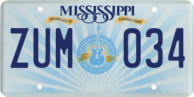 MS license plate ZUM034