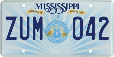 MS license plate ZUM042