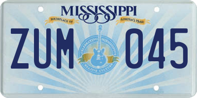 MS license plate ZUM045