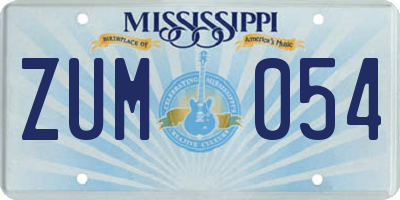 MS license plate ZUM054