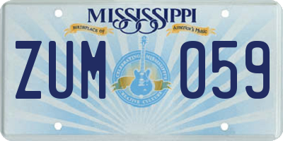 MS license plate ZUM059