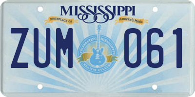 MS license plate ZUM061