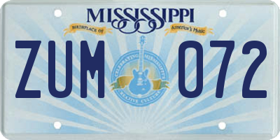 MS license plate ZUM072