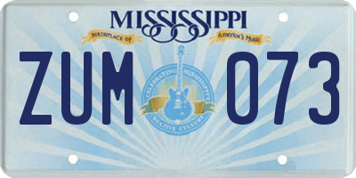 MS license plate ZUM073