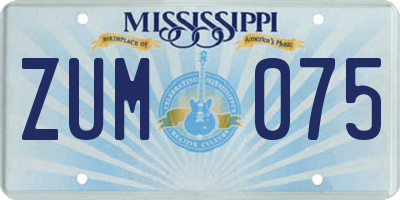 MS license plate ZUM075