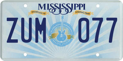 MS license plate ZUM077