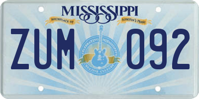 MS license plate ZUM092