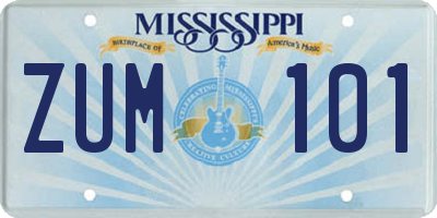 MS license plate ZUM101