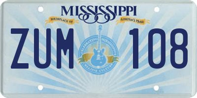 MS license plate ZUM108