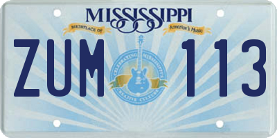 MS license plate ZUM113