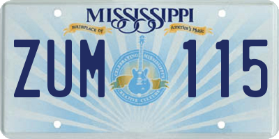 MS license plate ZUM115