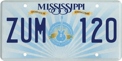 MS license plate ZUM120