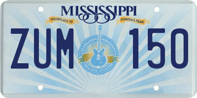 MS license plate ZUM150