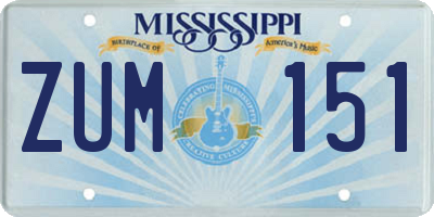 MS license plate ZUM151