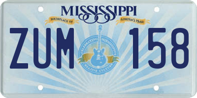 MS license plate ZUM158