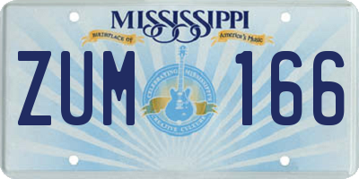 MS license plate ZUM166