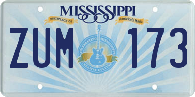 MS license plate ZUM173