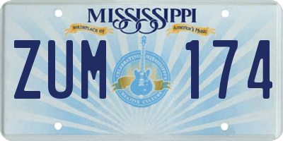 MS license plate ZUM174