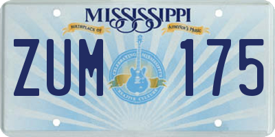 MS license plate ZUM175