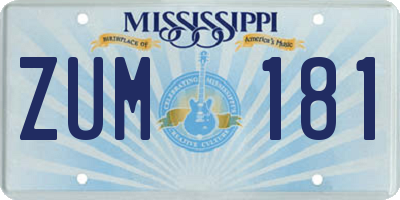 MS license plate ZUM181