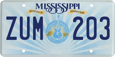 MS license plate ZUM203