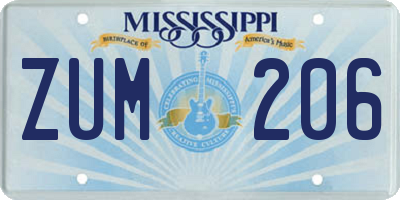 MS license plate ZUM206