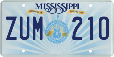 MS license plate ZUM210