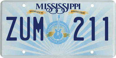 MS license plate ZUM211