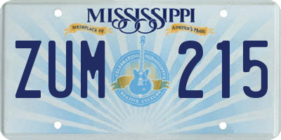 MS license plate ZUM215