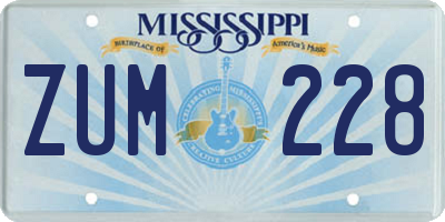 MS license plate ZUM228