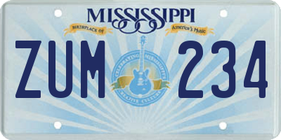 MS license plate ZUM234