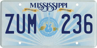 MS license plate ZUM236