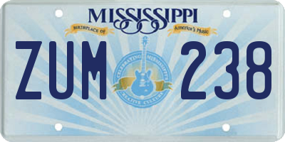 MS license plate ZUM238