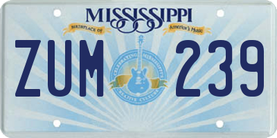 MS license plate ZUM239