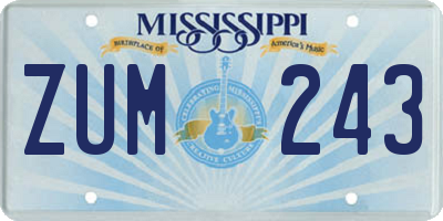 MS license plate ZUM243