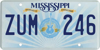 MS license plate ZUM246