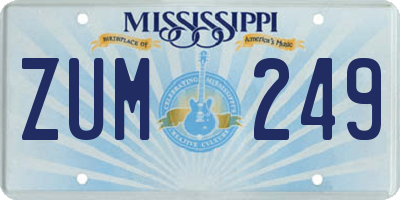 MS license plate ZUM249
