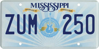 MS license plate ZUM250