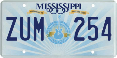 MS license plate ZUM254