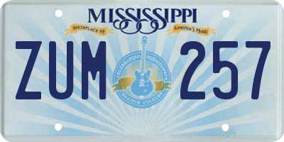 MS license plate ZUM257