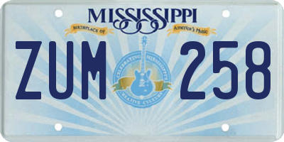 MS license plate ZUM258