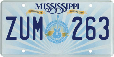 MS license plate ZUM263