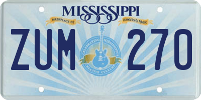 MS license plate ZUM270