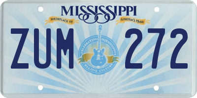 MS license plate ZUM272