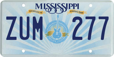 MS license plate ZUM277